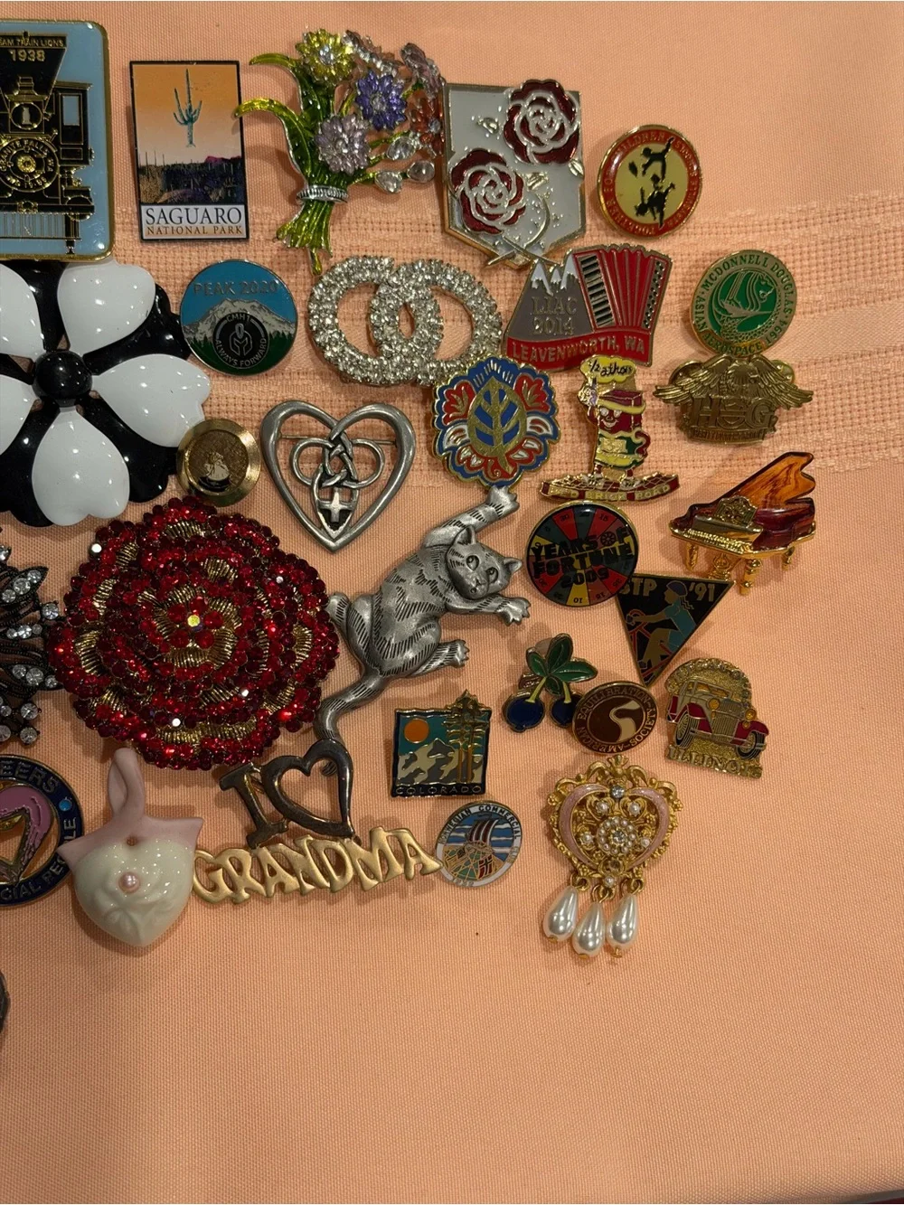 Vintage-Inspired Assorted Enamel and Rhinestone Brooch Collection -